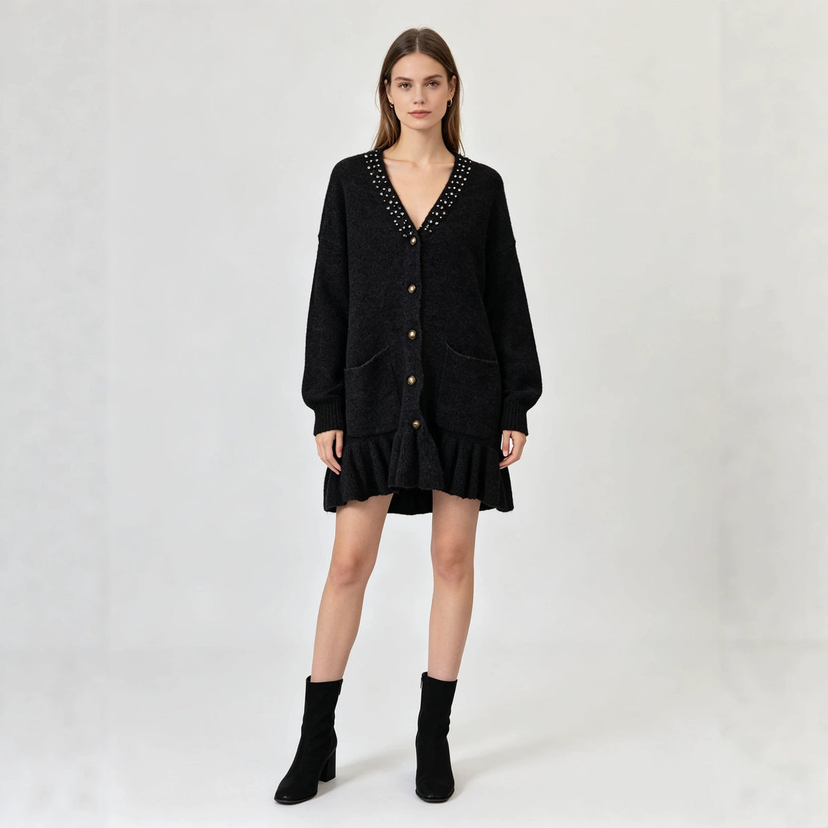 V-Neck Long Sleeve Dress