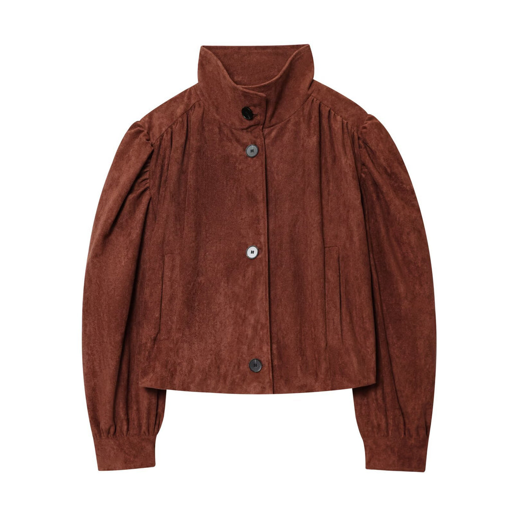 Suede textured pleated outerwear