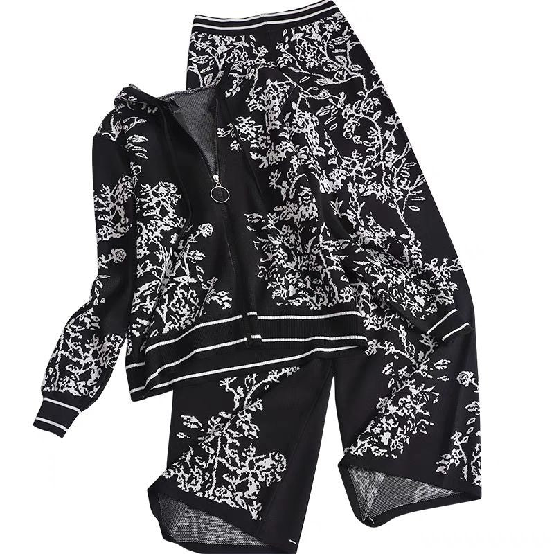 Two Piece Sets Womens  New Fashion Autumn Winter Long Sleeve Cardigan Knitting Tops Loose Casual Wide Leg Pants Sets