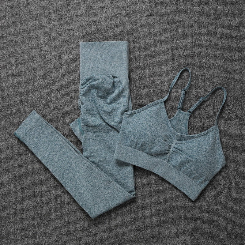 Women Seamless Solid Color Two Piece Sets