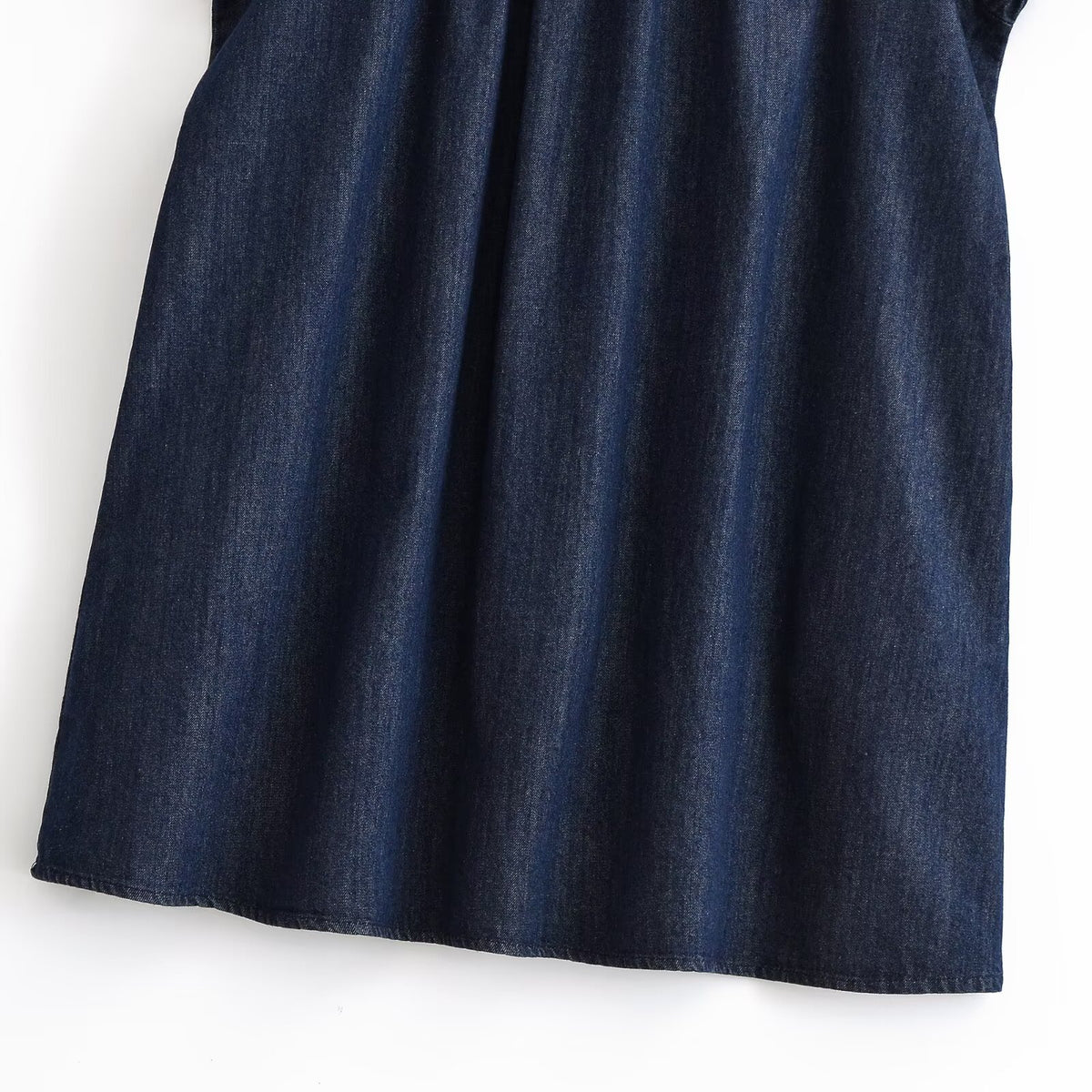 Denim Bubble-Sleeve Doll Collar Dress