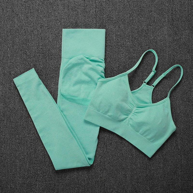 Women Seamless Solid Color Two Piece Sets