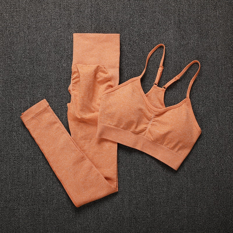 Women Seamless Solid Color Two Piece Sets
