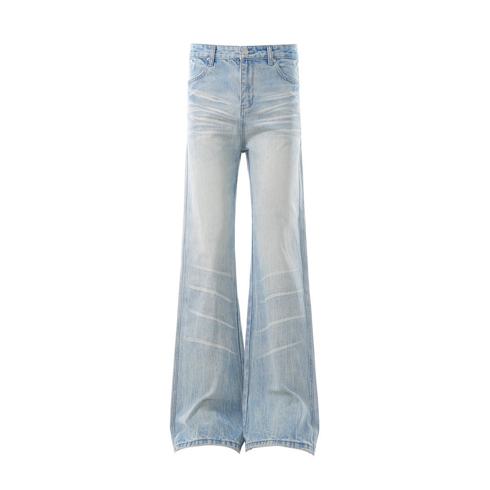 Washed denim bell bottoms