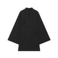Stand-Collar Buckled Long Sleeve Dress