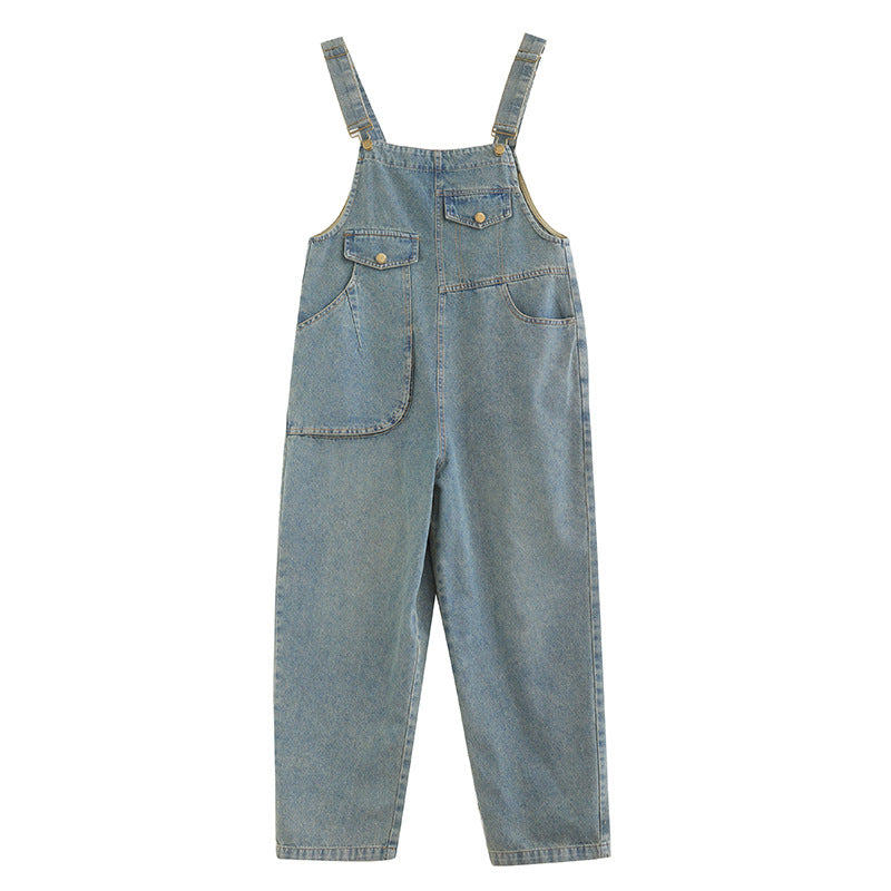Retro Wide-Leg Denim Jumpsuit