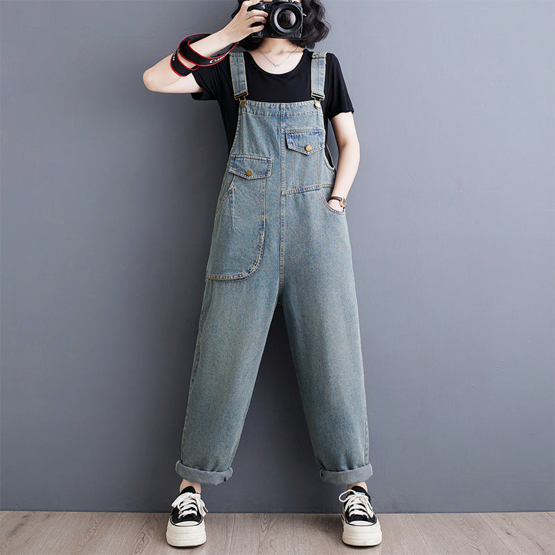 Retro Wide-Leg Denim Jumpsuit