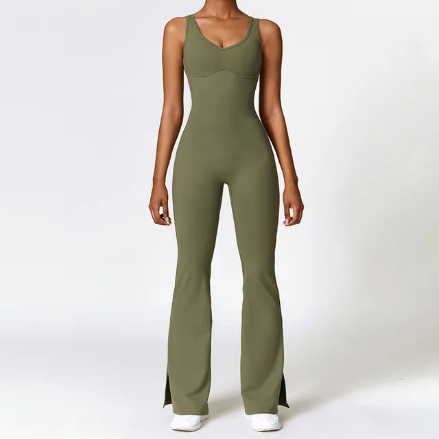 Flared-Leg Yoga Jumpsuit