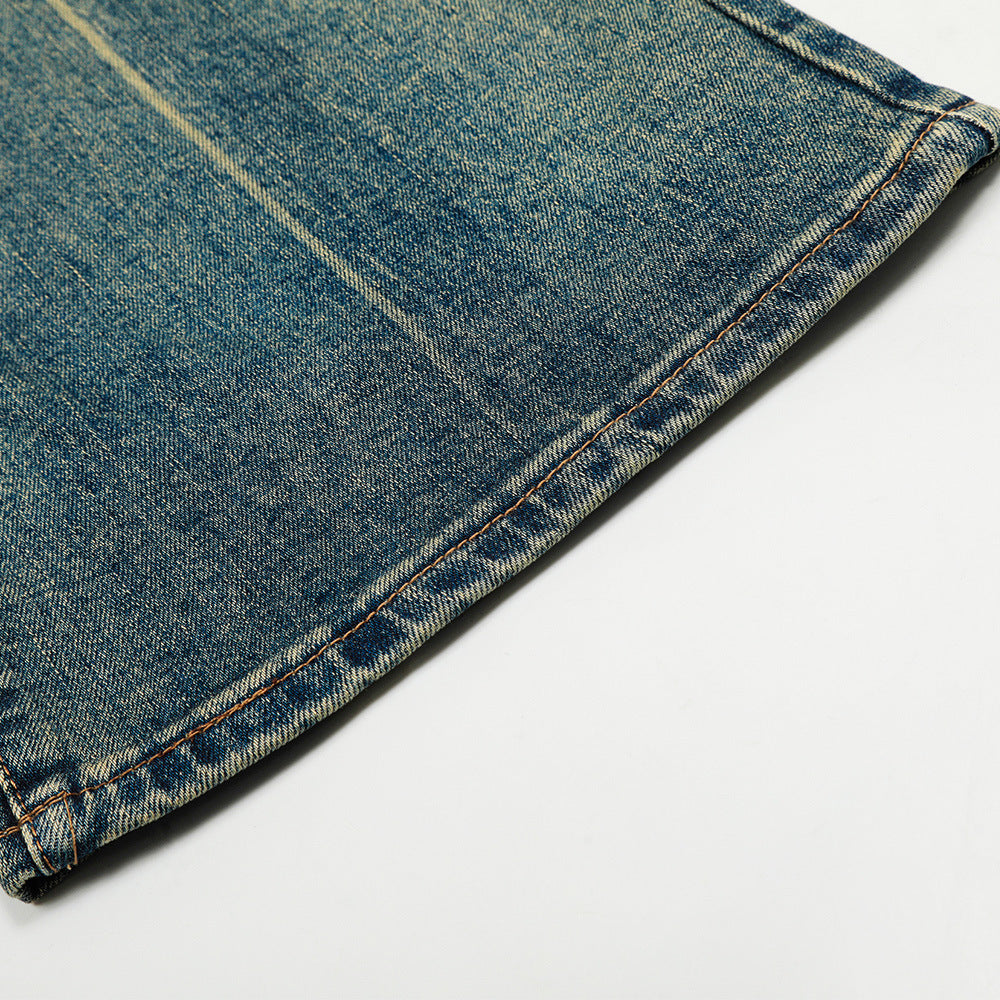 Washed and worn punk denim bell bottoms