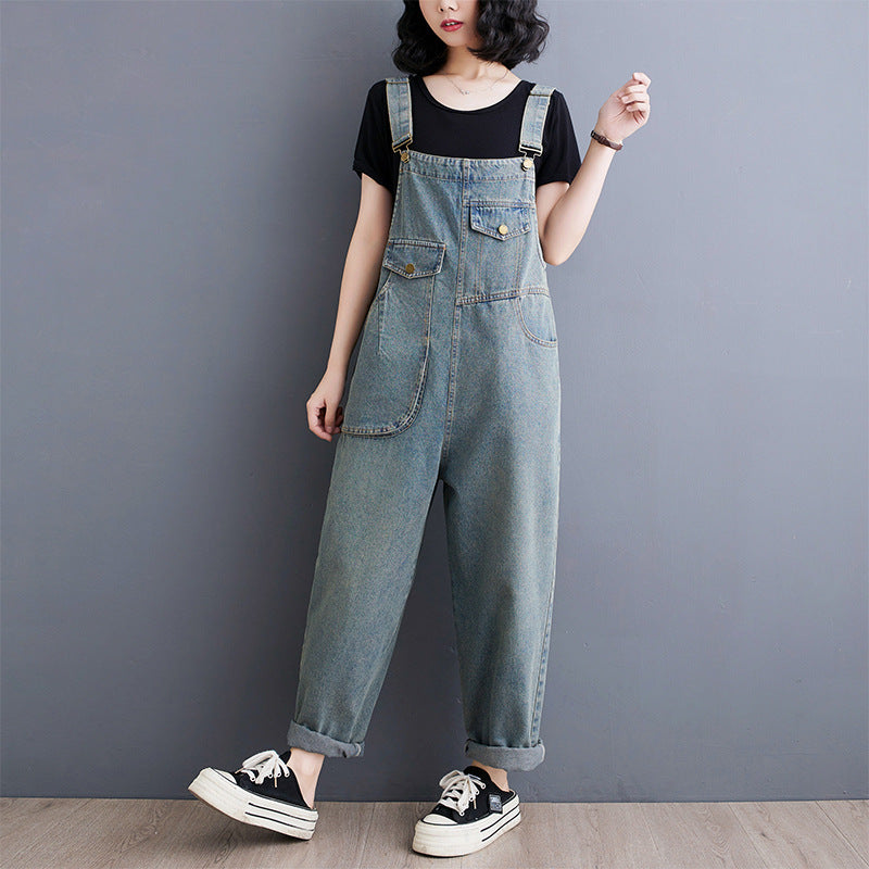 Retro Wide-Leg Denim Jumpsuit