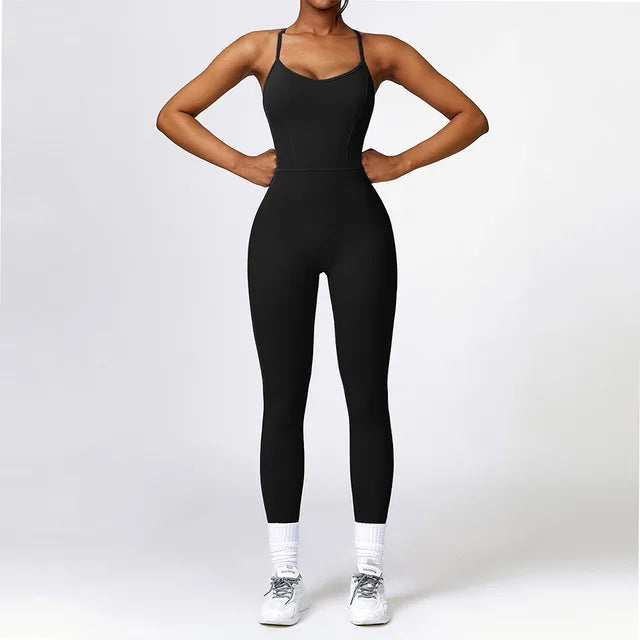 Hollow-Back Sleeveless Yoga Jumpsuit
