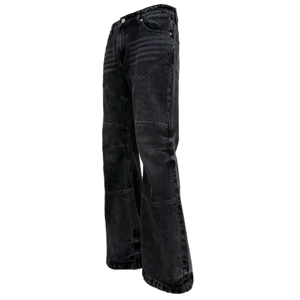 Used washed denim bell bottoms