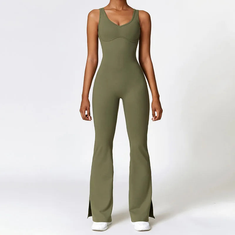 Flared-Leg Yoga Jumpsuit