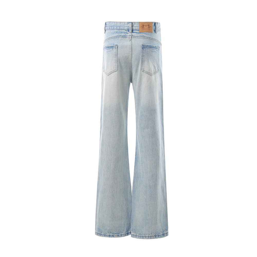 Washed denim bell bottoms