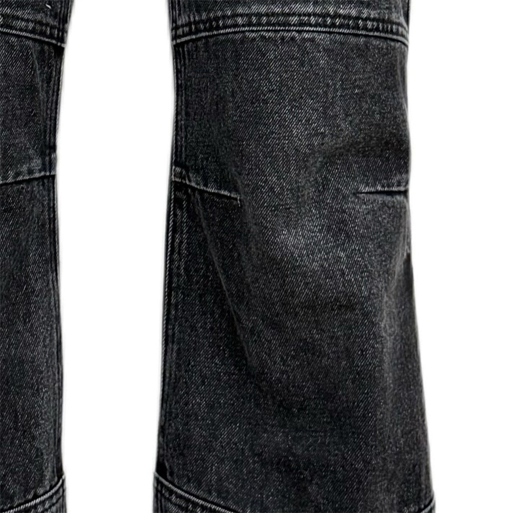 Used washed denim bell bottoms