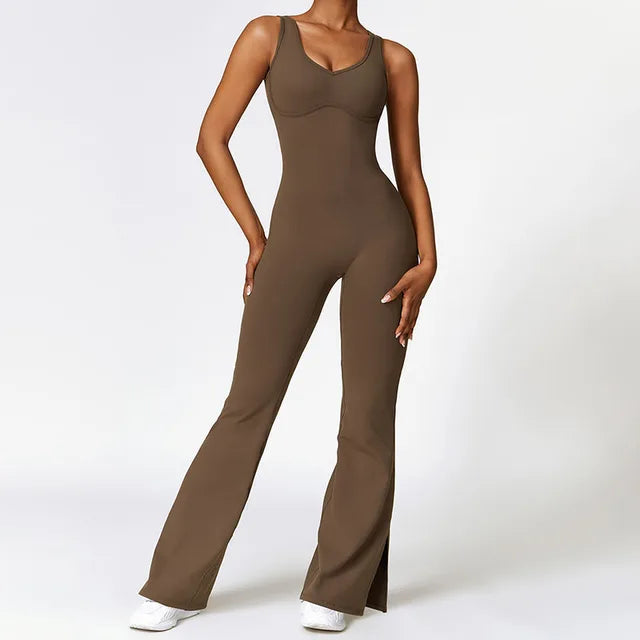 Flared-Leg Yoga Jumpsuit