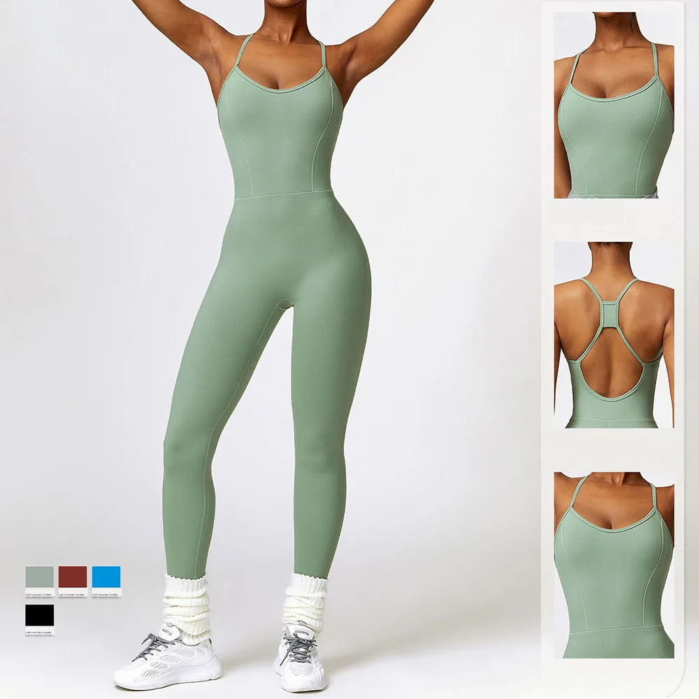 Hollow-Back Sleeveless Yoga Jumpsuit