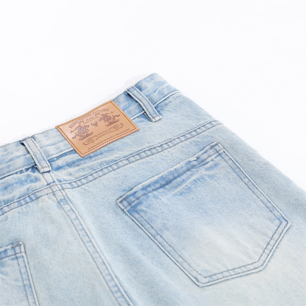 Washed denim bell bottoms