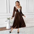 Velvet Lace-Panel Maxi Dress