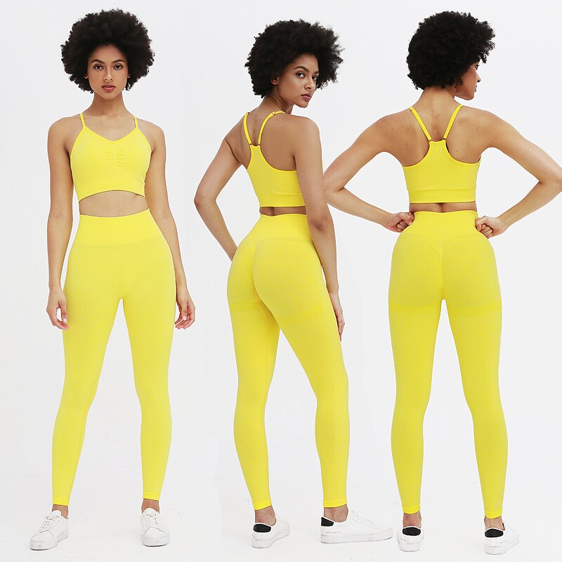 Women Seamless Solid Color Two Piece Sets