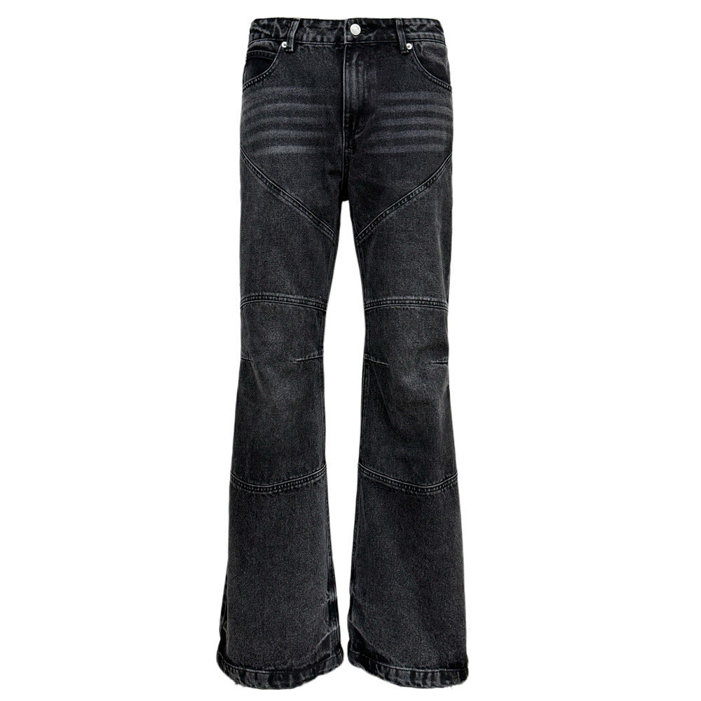 Used washed denim bell bottoms