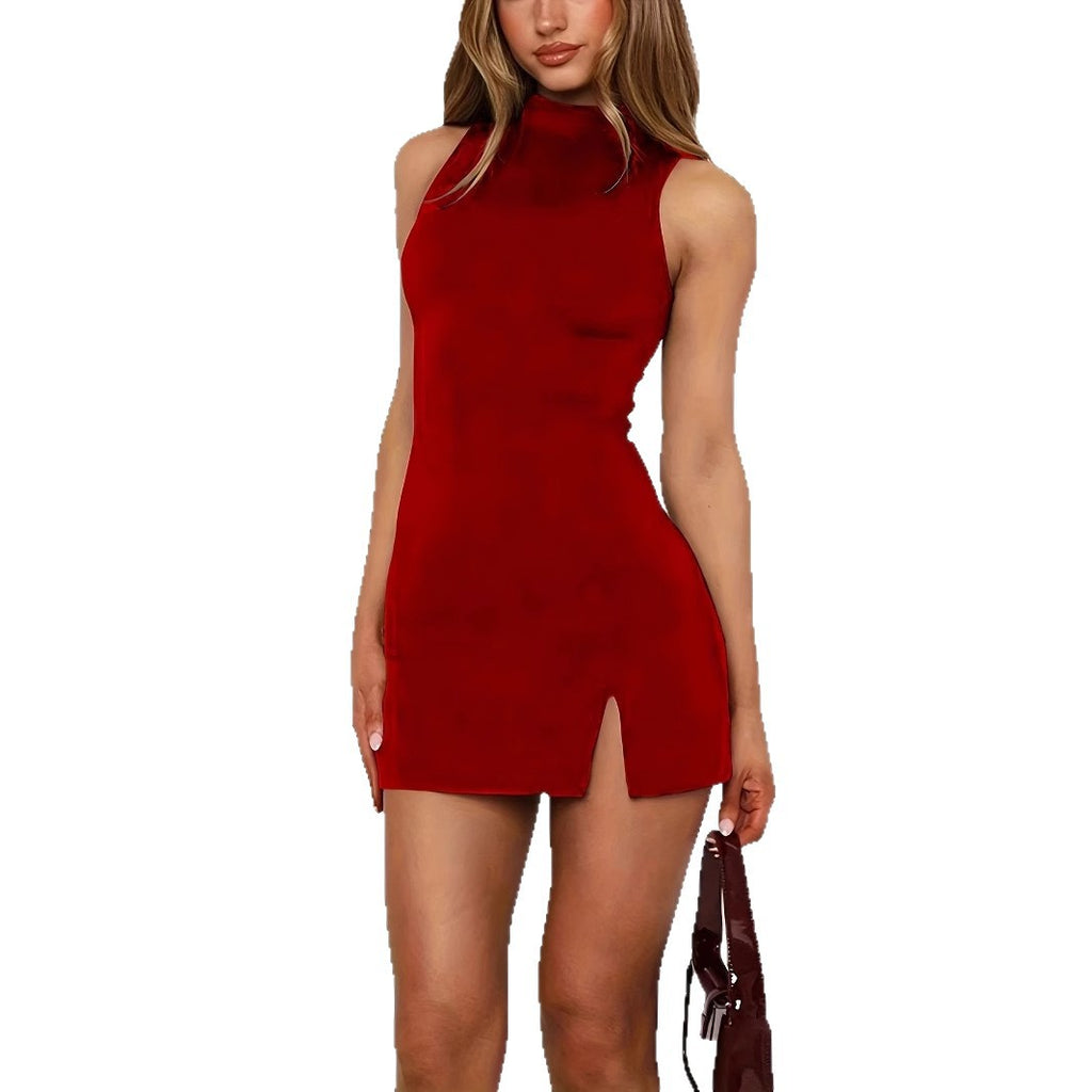 Sleeveless Seamed Mini Dress with Bow Detail