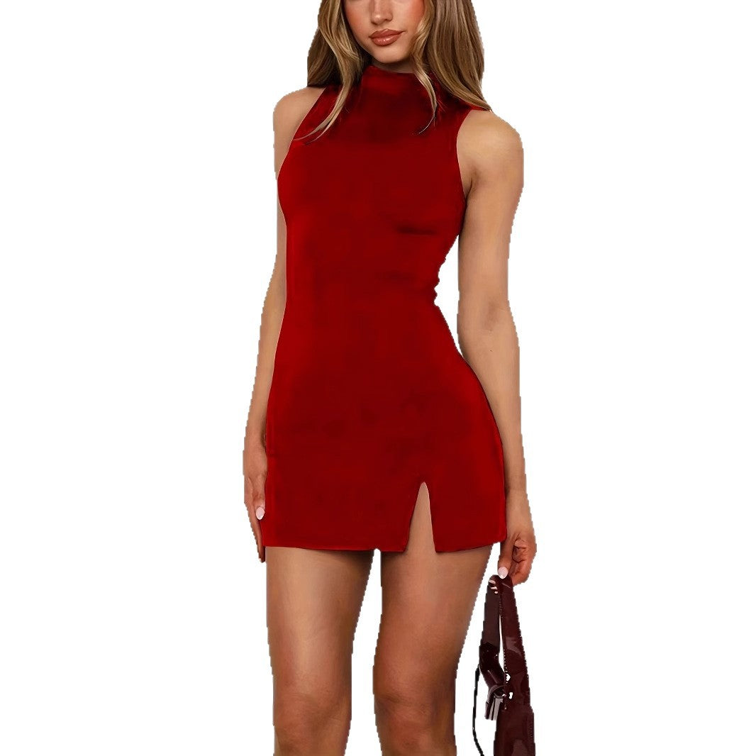 Sleeveless Seamed Mini Dress with Bow Detail