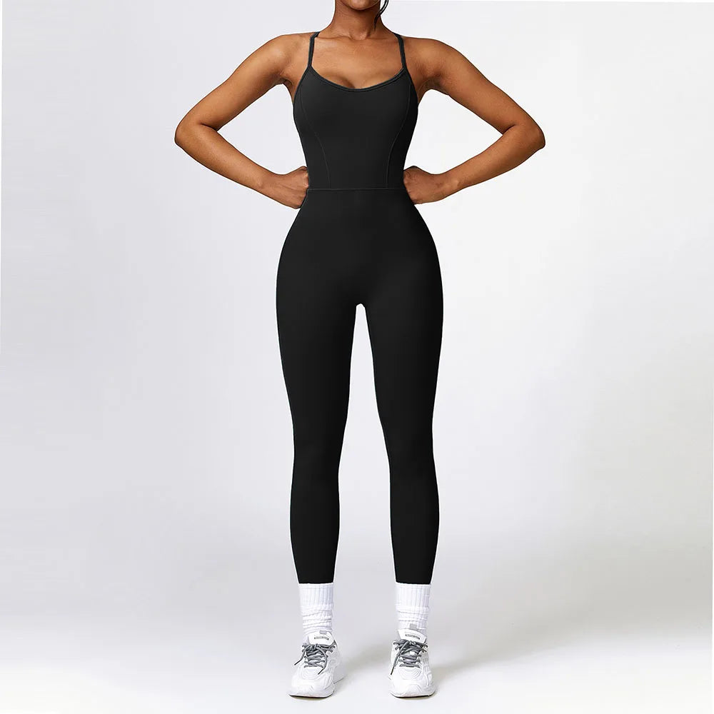 Hollow-Back Sleeveless Yoga Jumpsuit