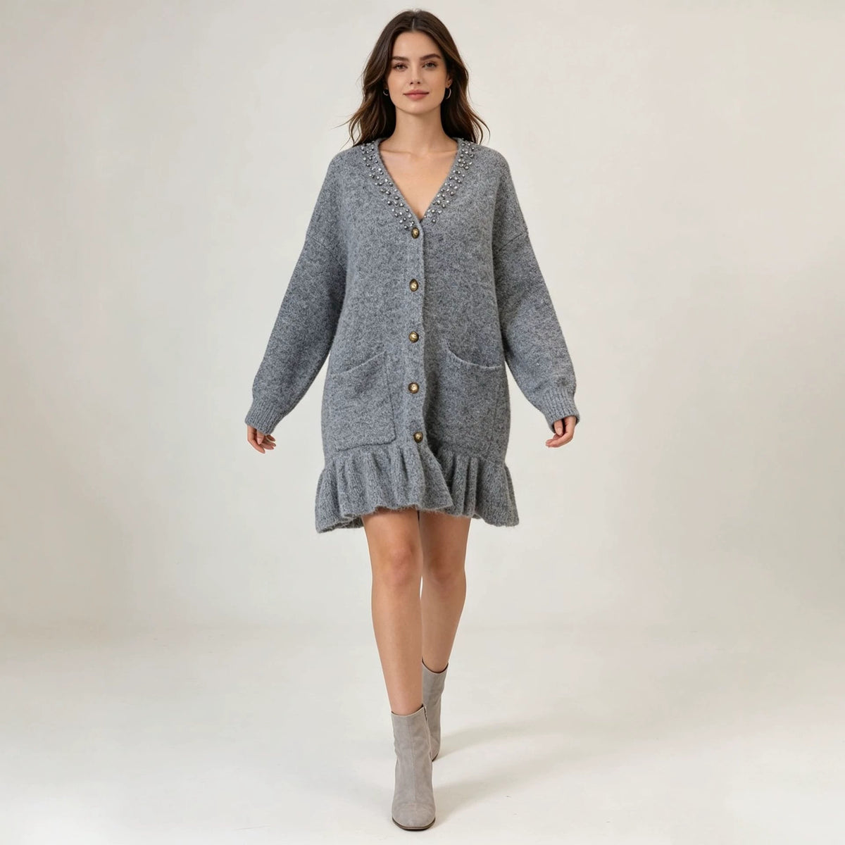 V-Neck Long Sleeve Dress