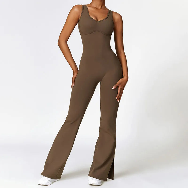 Flared-Leg Yoga Jumpsuit