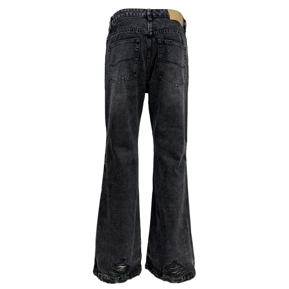 Used washed denim bell bottoms