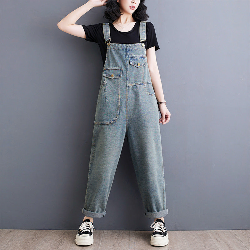Retro Wide-Leg Denim Jumpsuit