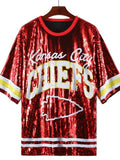 Red Sequin Shirt Dress