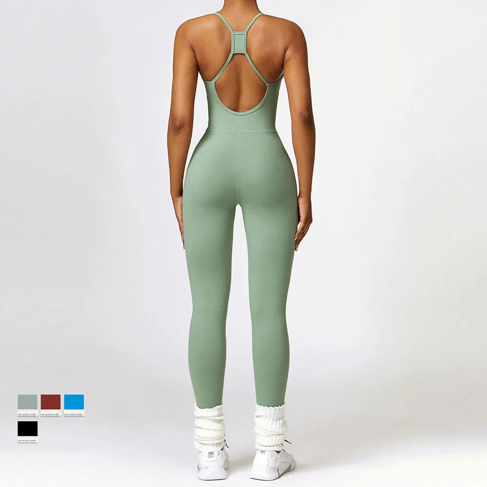 Hollow-Back Sleeveless Yoga Jumpsuit