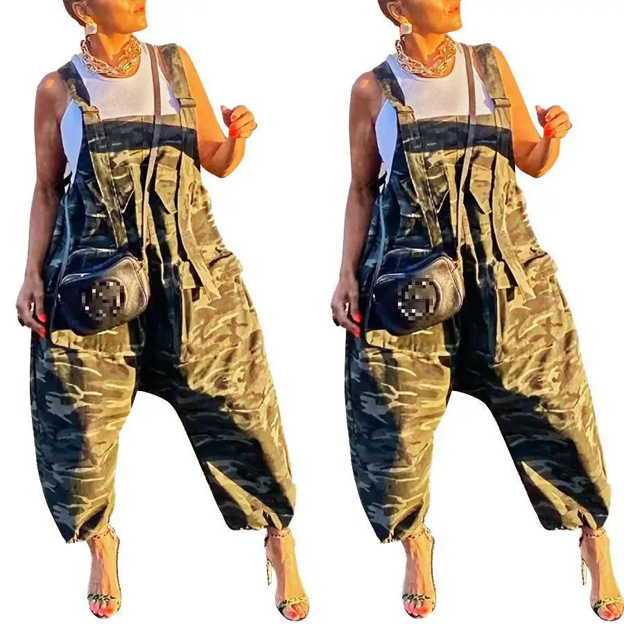 Camouflage Backless Romper
