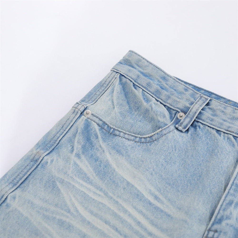 Washed denim bell bottoms