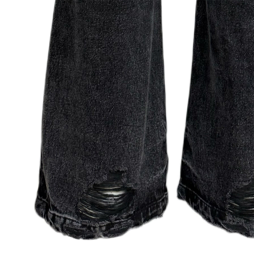 Used washed denim bell bottoms