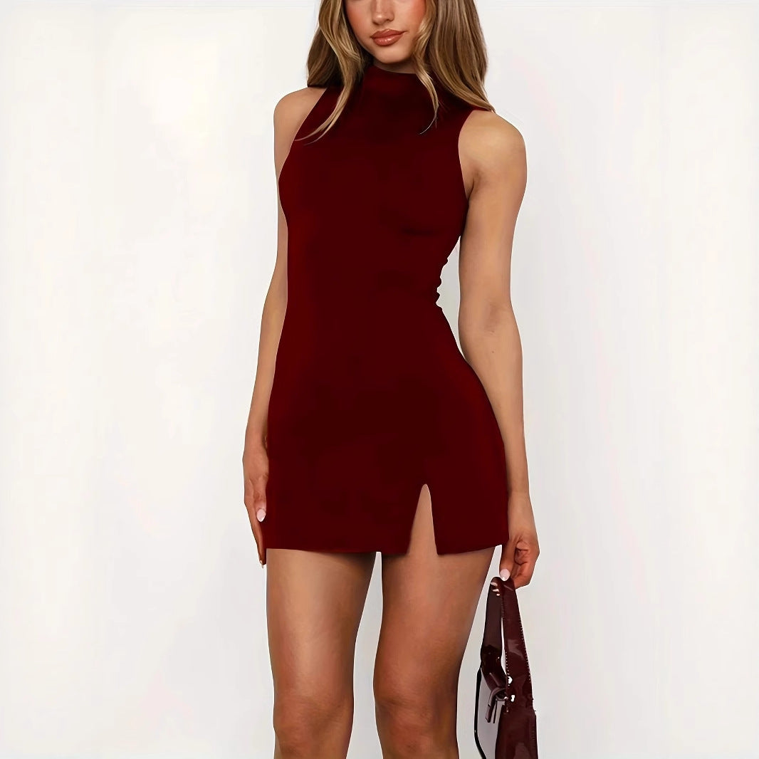 Sleeveless Seamed Mini Dress with Bow Detail