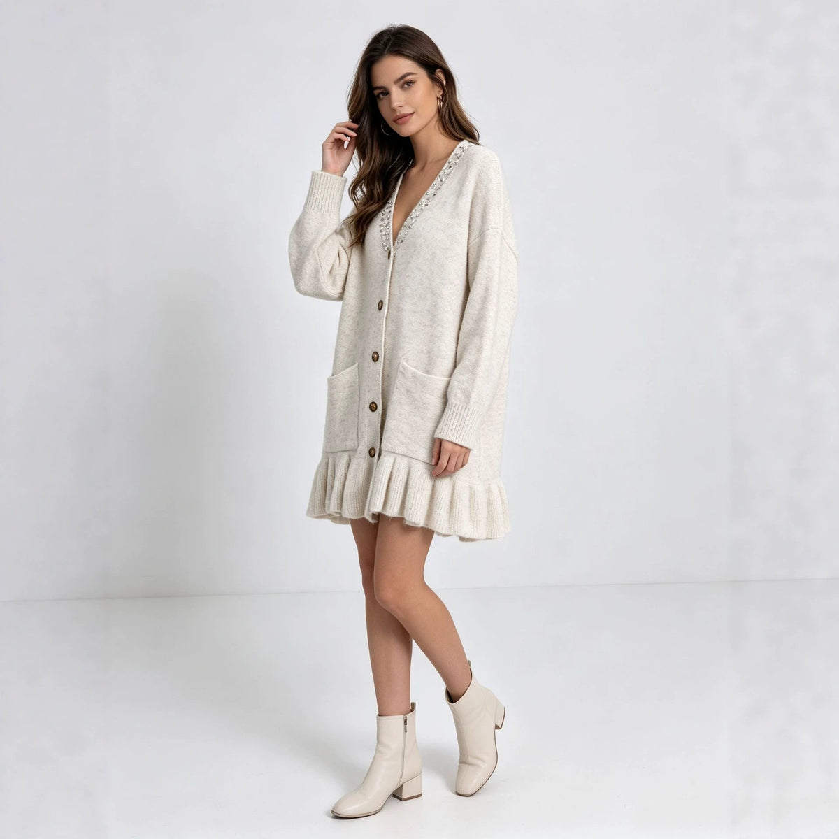 V-Neck Long Sleeve Dress
