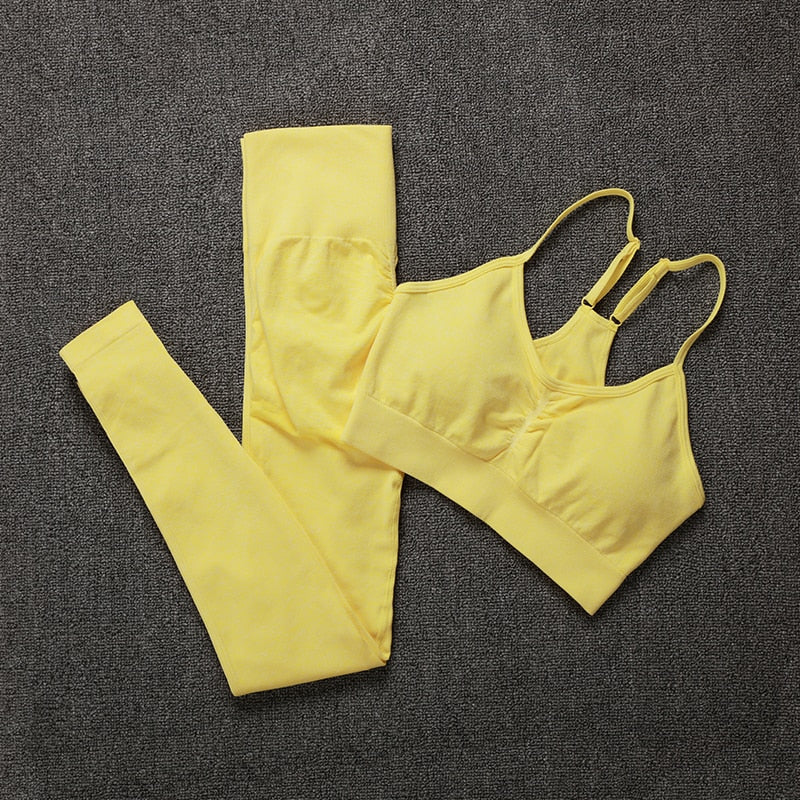 Women Seamless Solid Color Two Piece Sets