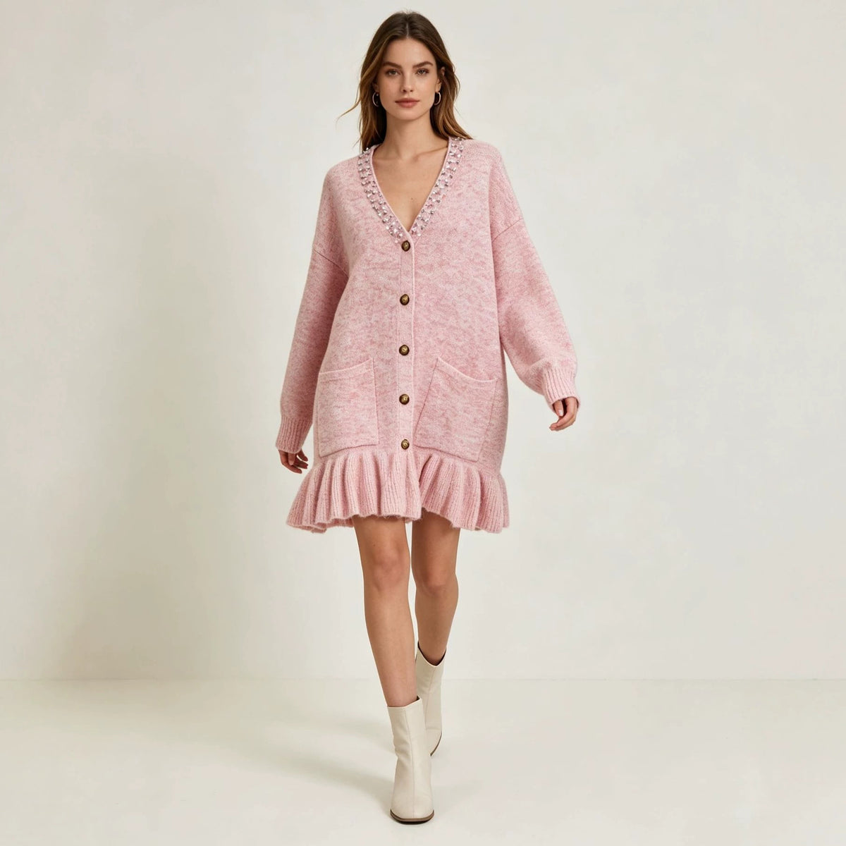 V-Neck Long Sleeve Dress