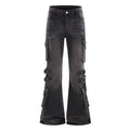 Washed denim bell bottoms